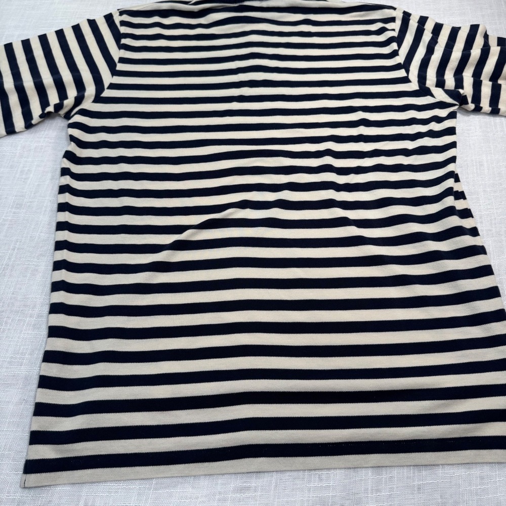 Polo Ralph Lauren Polo Shirt Men L Navy Stripe Short Sleeve Pique Preppy Classic - Picture 12 of 12